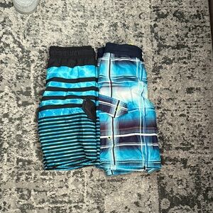 Kids Blue Striped and Plaid Shorts